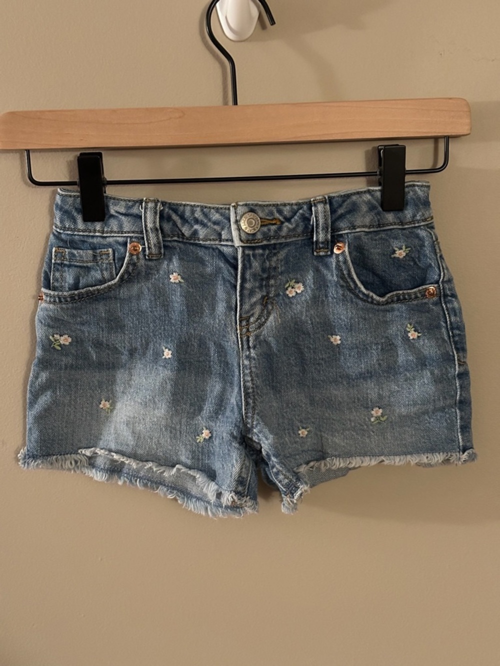 Denim Embroidered Floral Girl’s Shorts Cottagecore Coastal Cowgirl